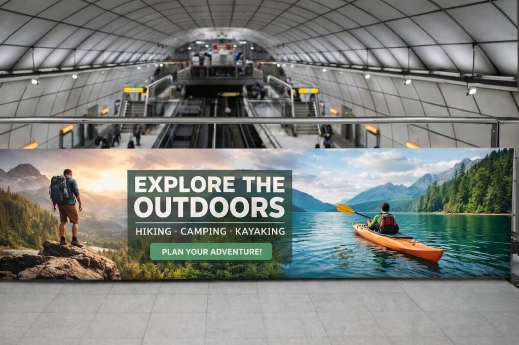 Interior del Metro de Bilbao con soportes publicitarios